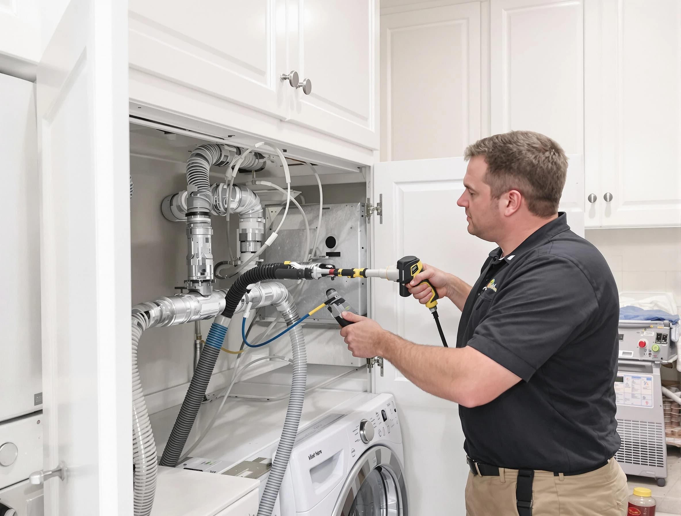 Brigham City Dryer Vent Cleaning professional removing severe blockage from a clogged dryer vent in Brigham City