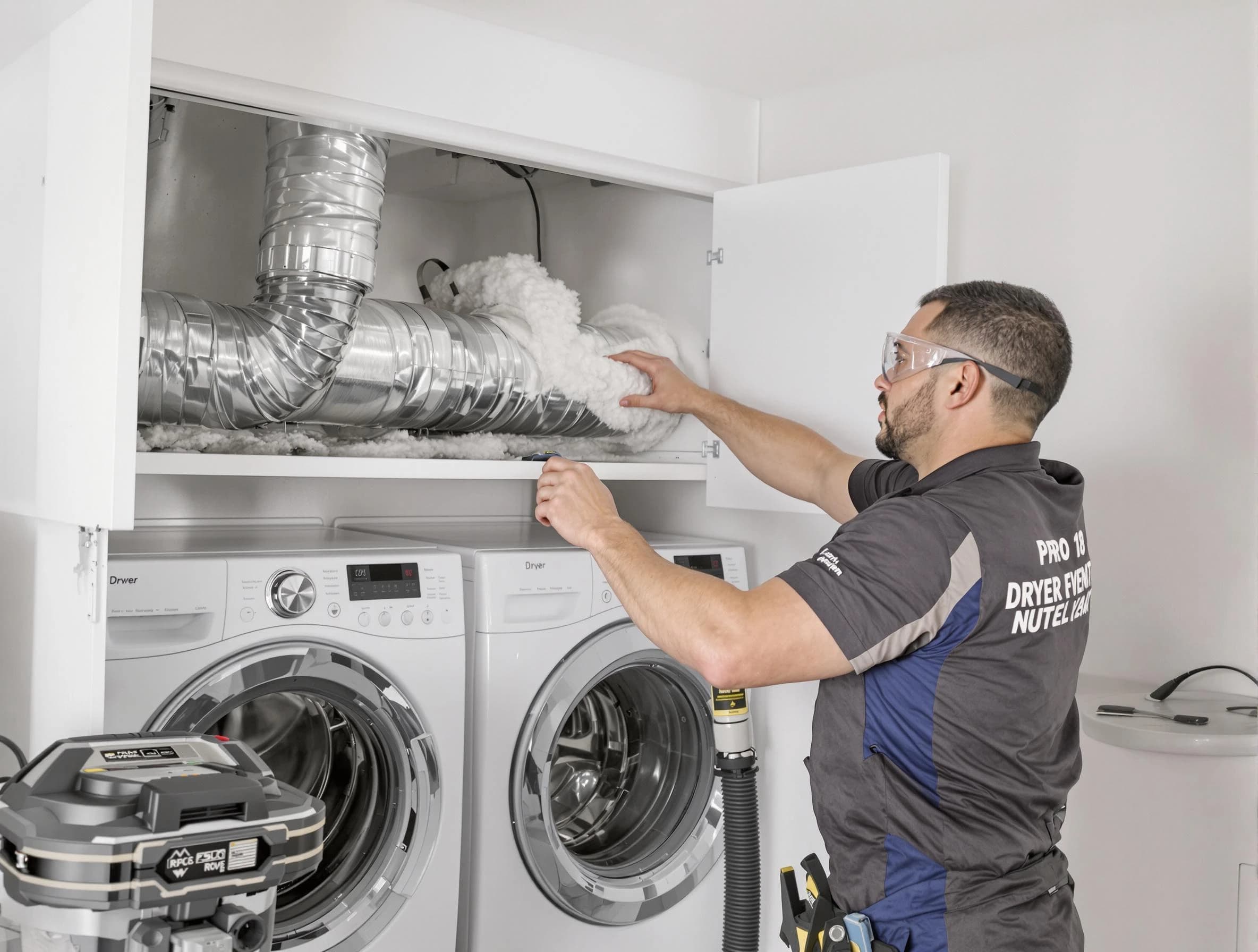 Brigham City Dryer Vent Cleaning certified technician performing specialized gas dryer vent cleaning in Brigham City