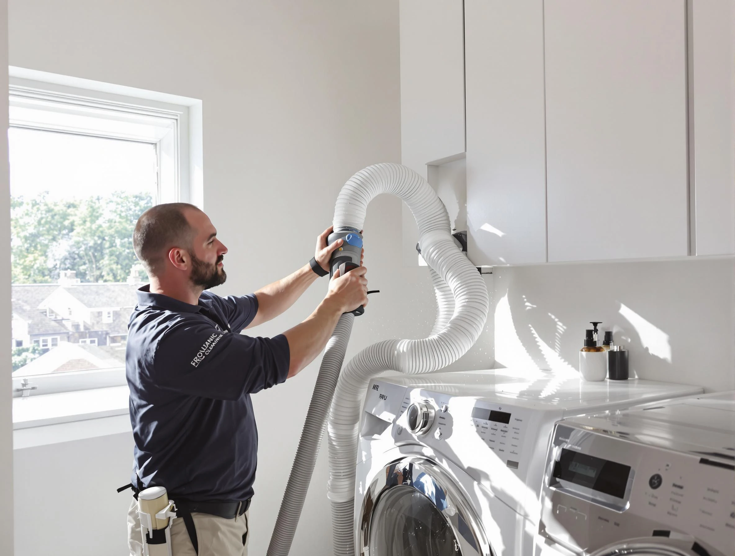 Certified Brigham City Dryer Vent Cleaning technician performing dryer vent cleaning in Brigham City